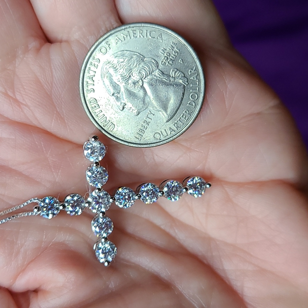 Moissanite Cross Necklace 4.02ctw. - Picture 12 of 12
